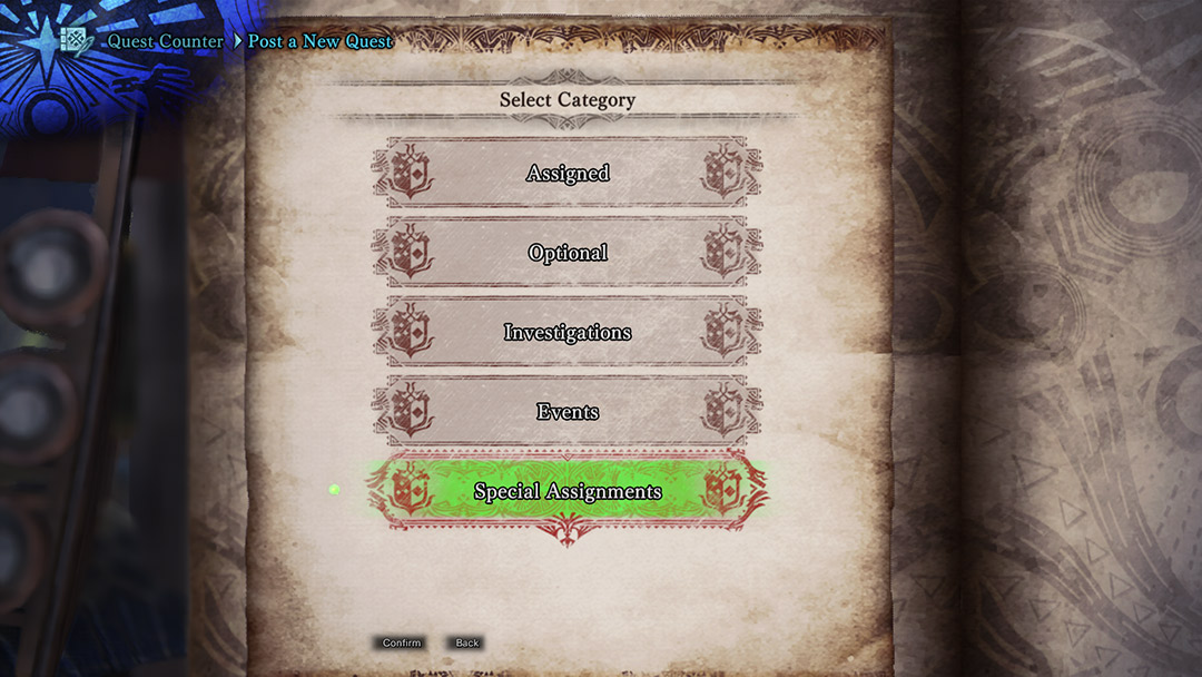 special assignments mhw greyed out