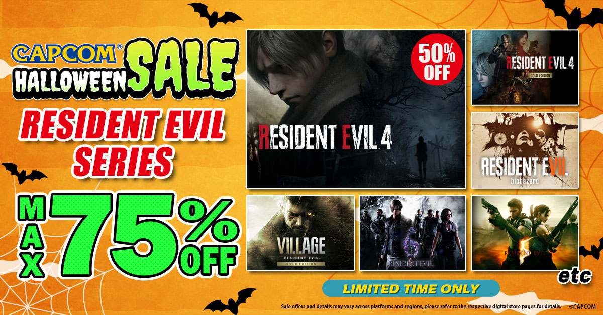 The limited-time Halloween Sale is on now, and includes titles from the Resident Evil series at a great value!